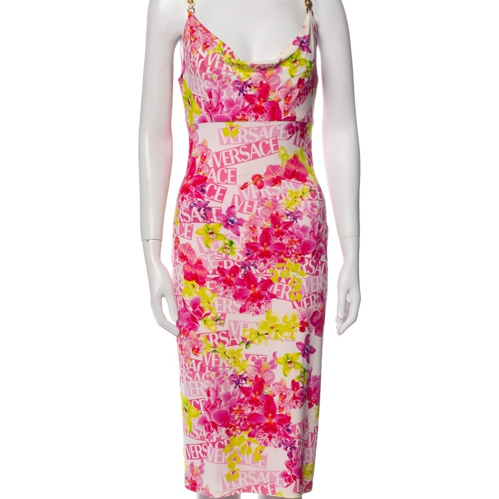 Versace Multicolor Floral Dress